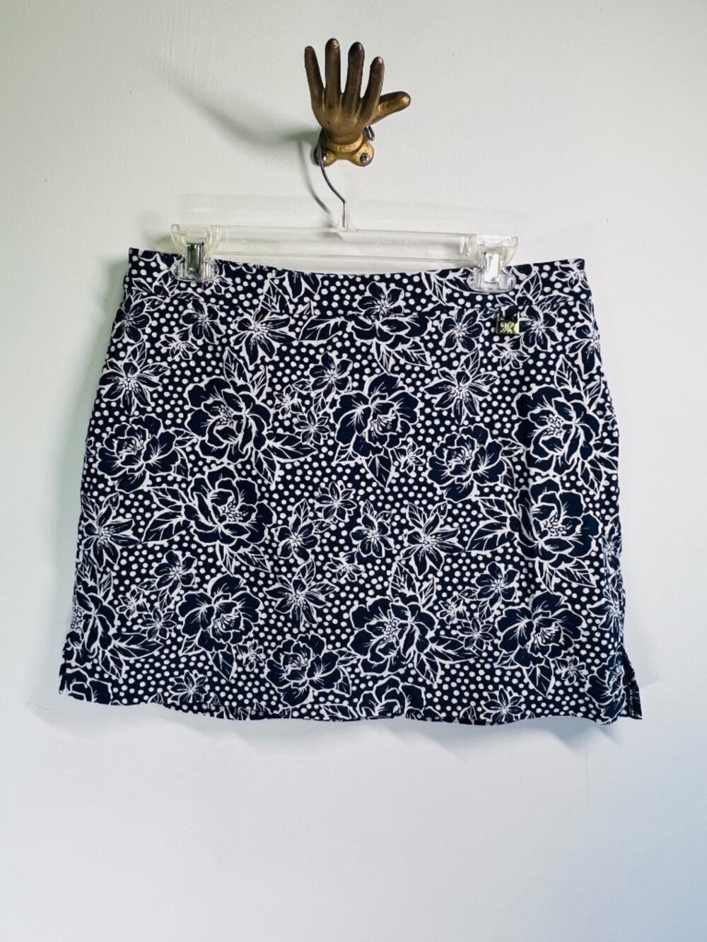 Rafaella Medium Navy & White Floral-Print Skort With Inner Shorts